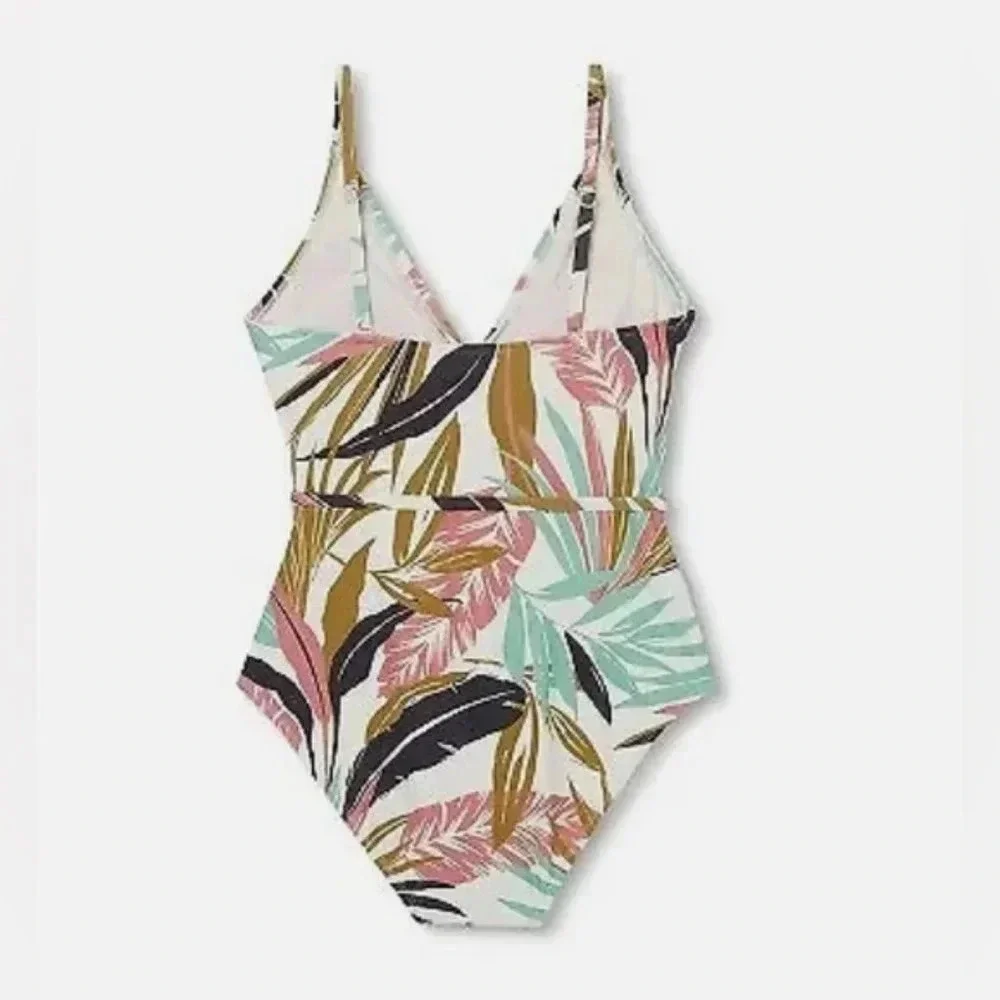 NWT Kona Sol pink one piece swimsuit leaf print